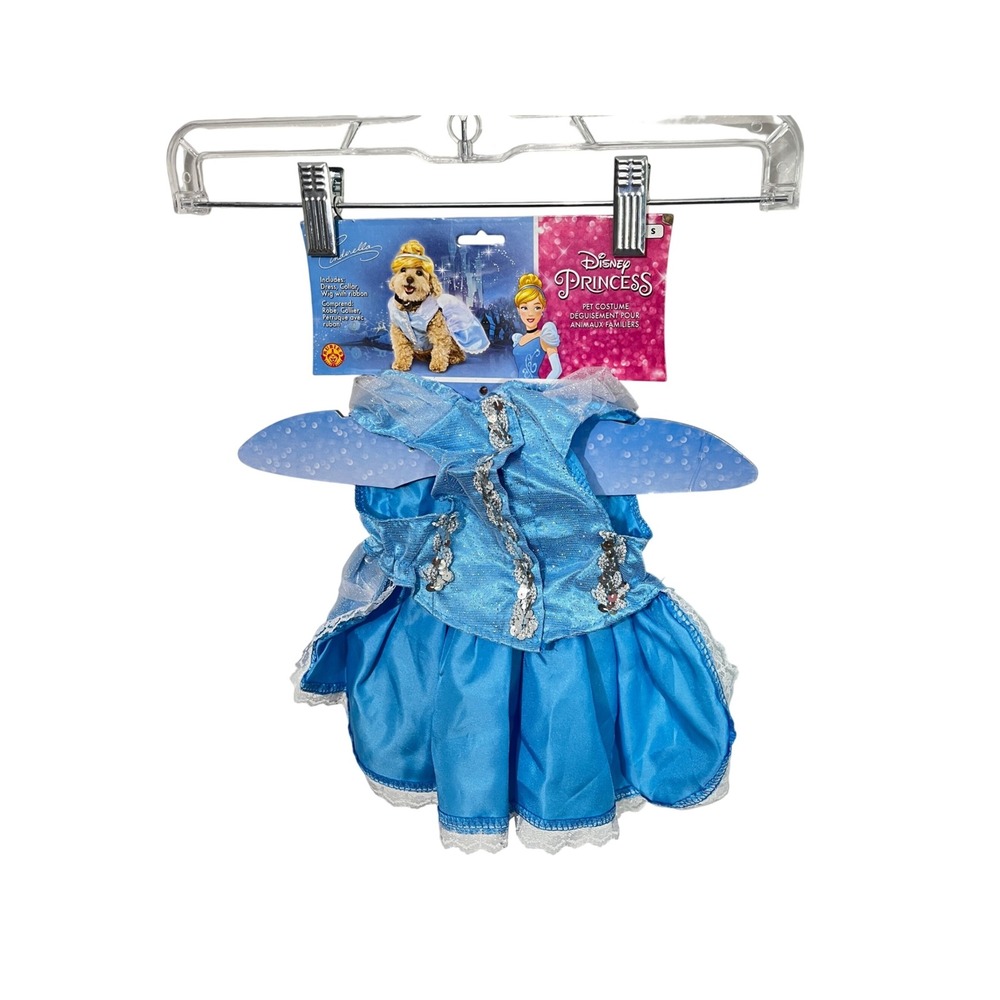Disney Cinderella Pet Costume Small Blue Dress Wig Sequin Rubies 200172